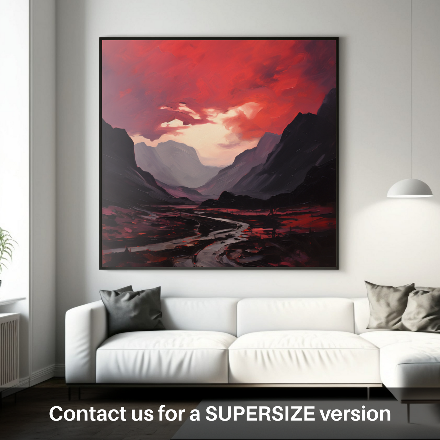 Huge supersize print of Crimson clouds over valley in Glencoe