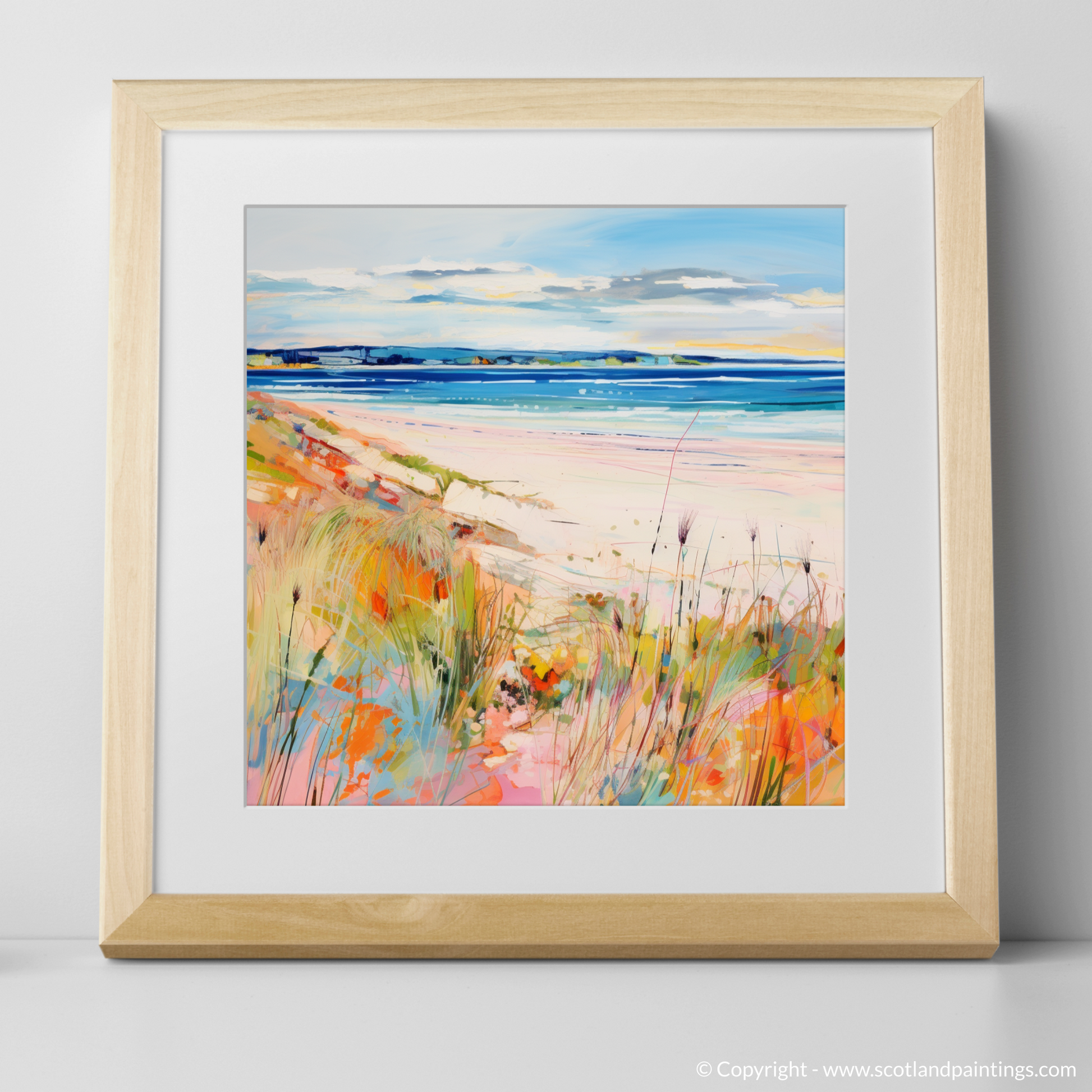 Art Print of Nairn Beach, Nairn in summer with a natural frame