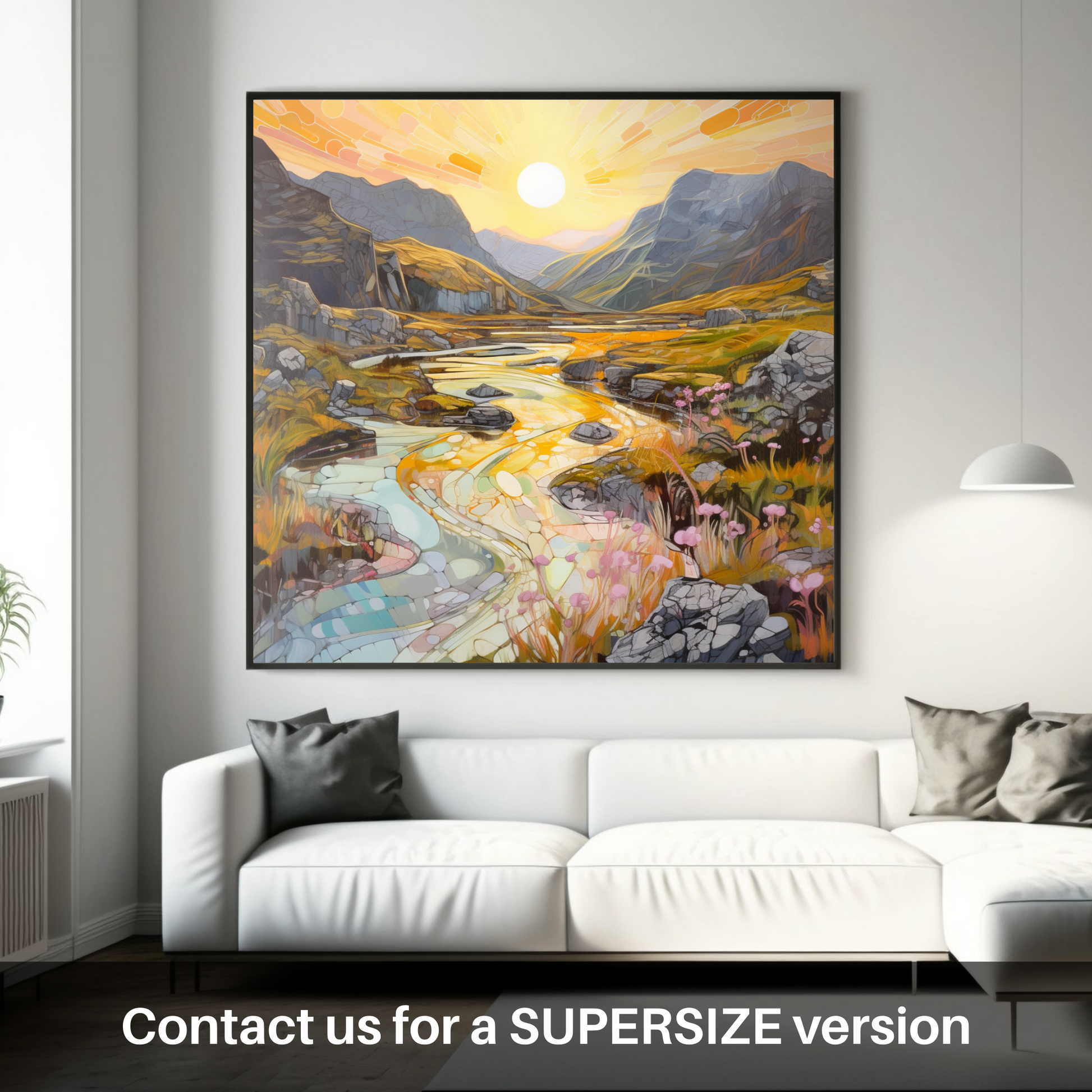 Huge supersize print of Isle of Skye Fairy Pools at golden hour in summer