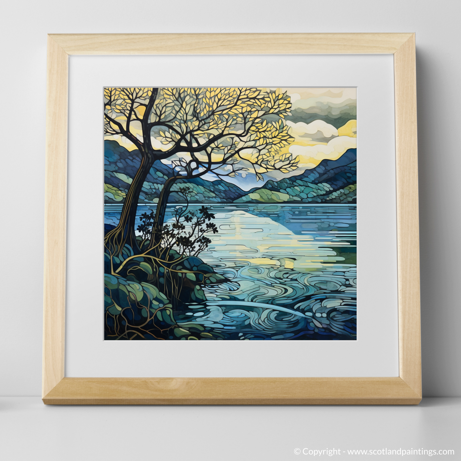 Art Print of Loch Lomond with a natural frame