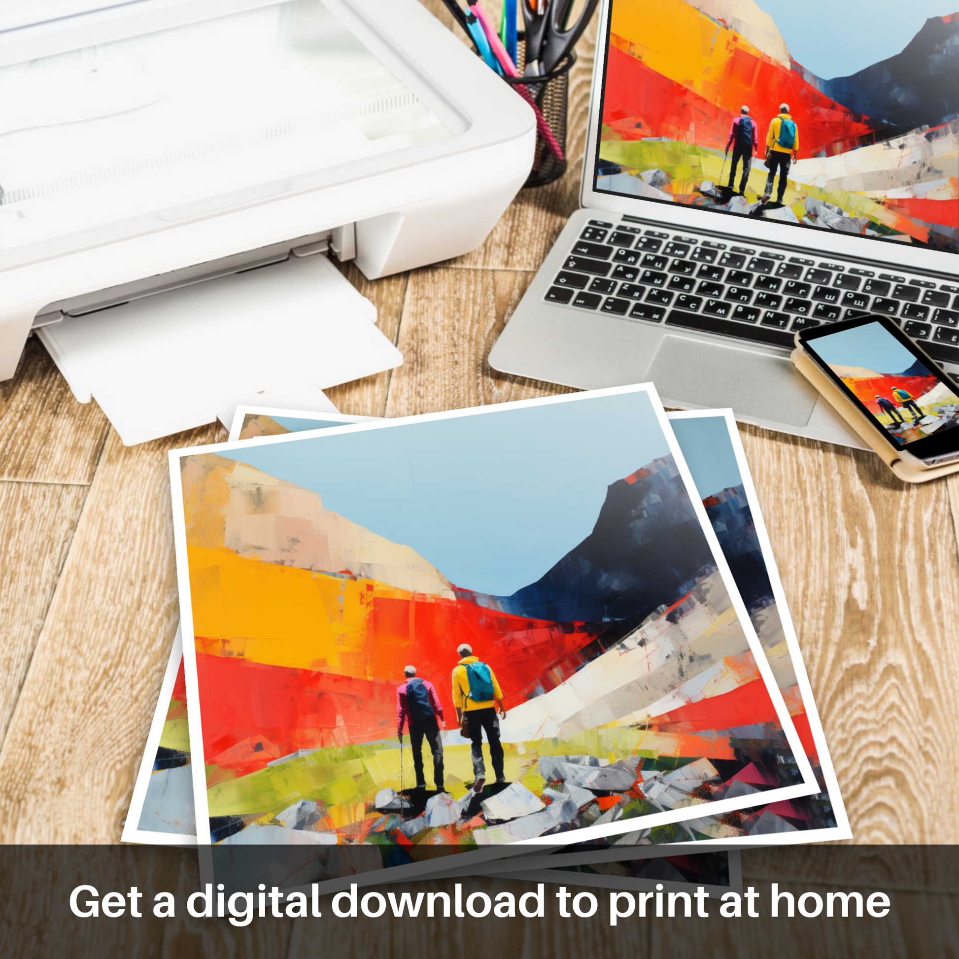 Downloadable and printable picture of Hikers in Glencoe