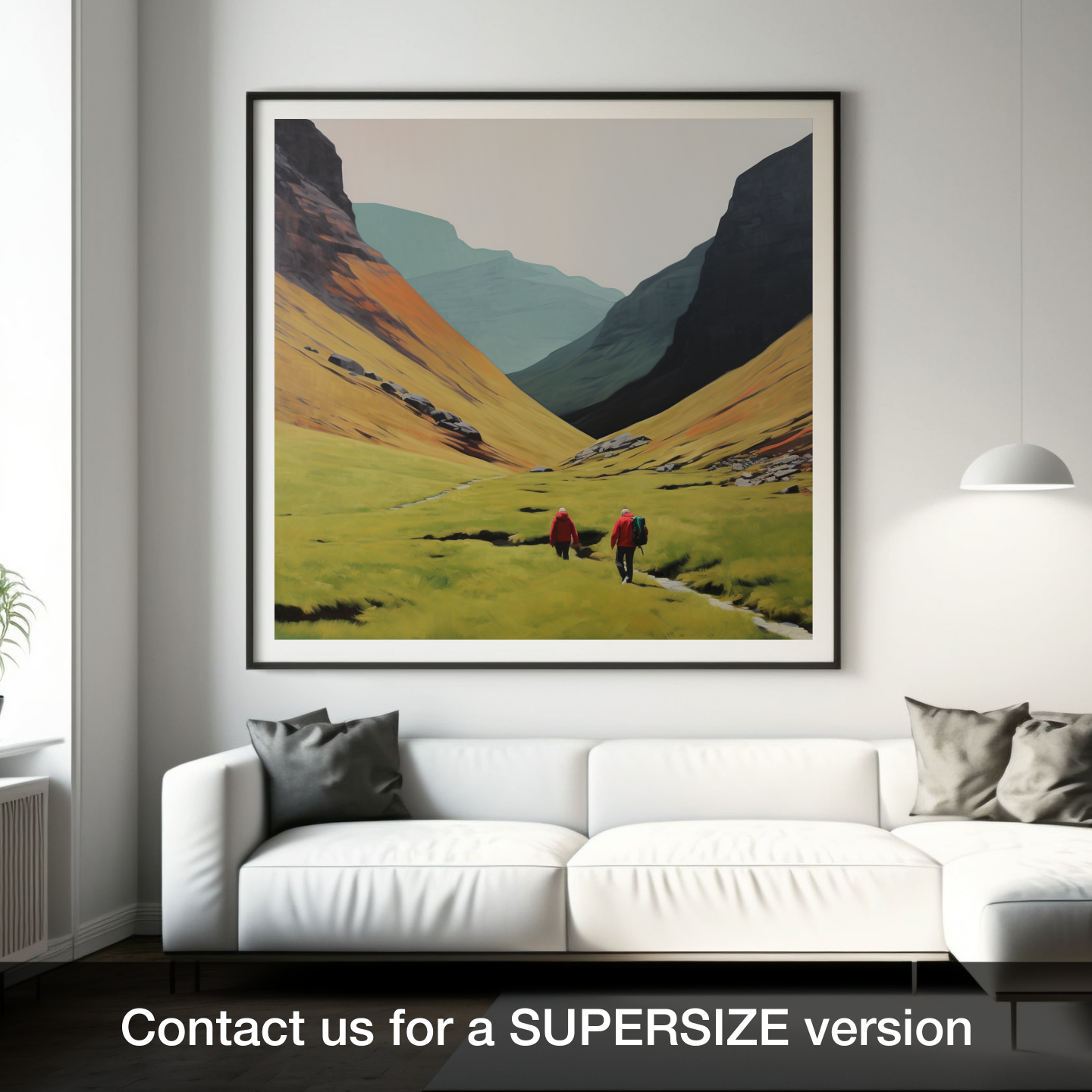 Hikers in the Mist of Glencoe: A Minimalist Ode to Adventure