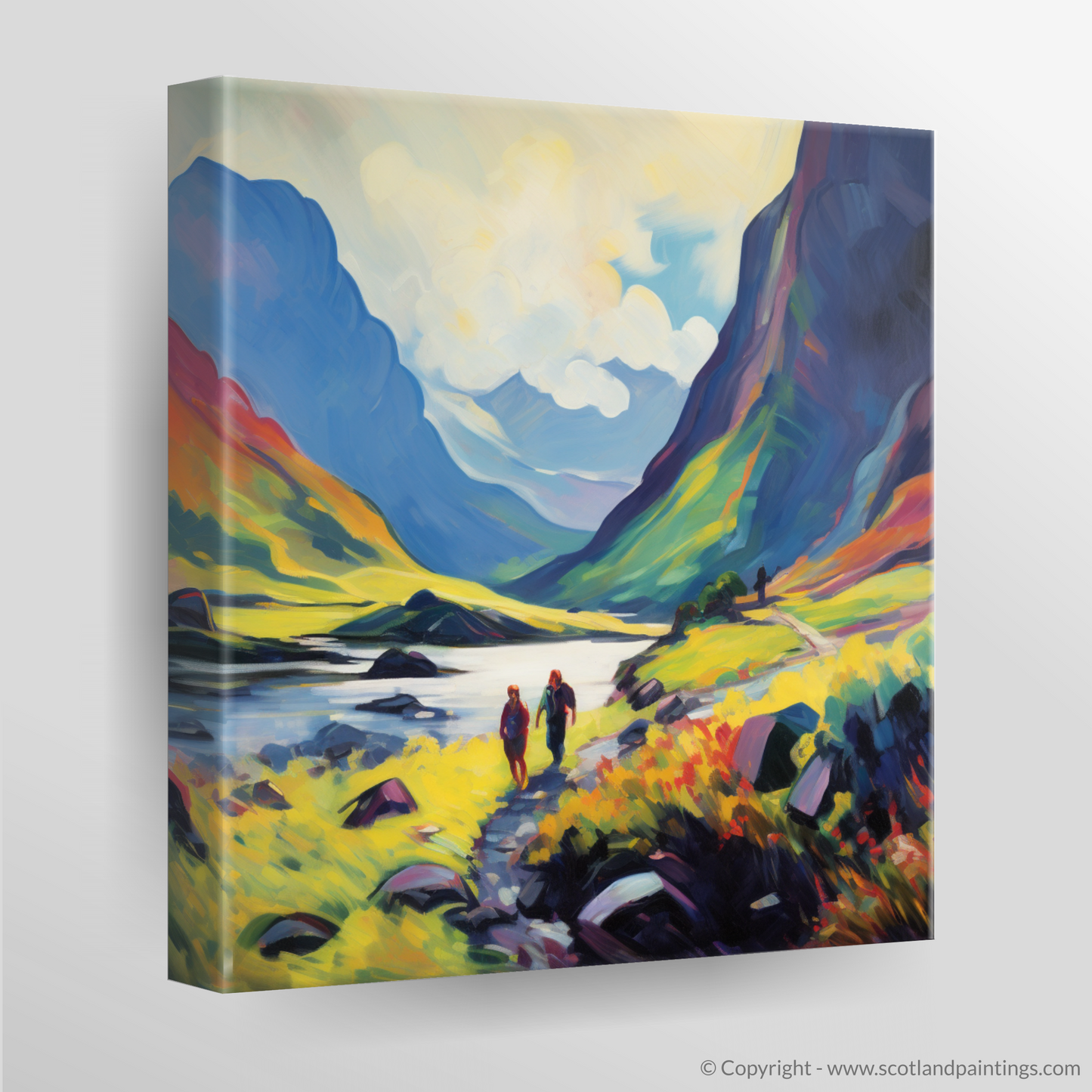 Hikers in Glencoe: A Fauvist Ode to Scotland's Wild Majesty