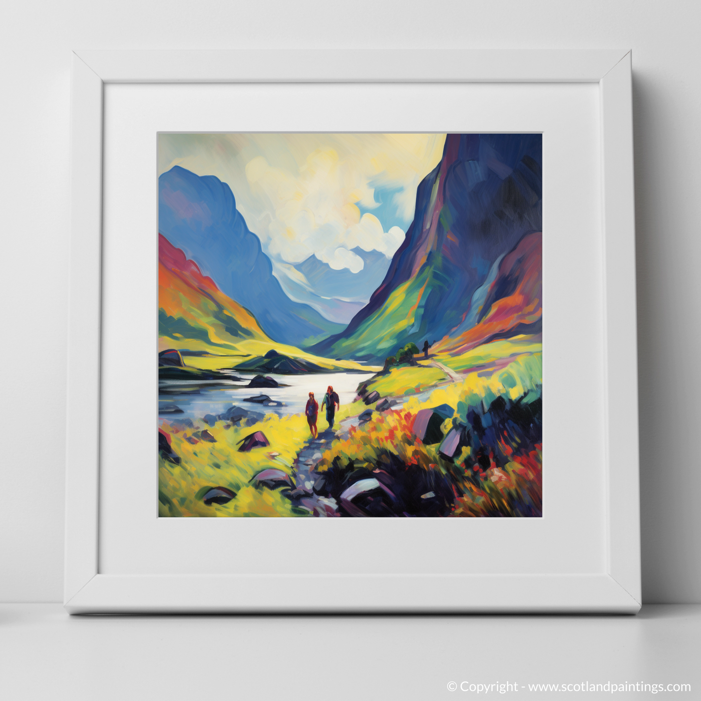 Hikers in Glencoe: A Fauvist Ode to Scotland's Wild Majesty