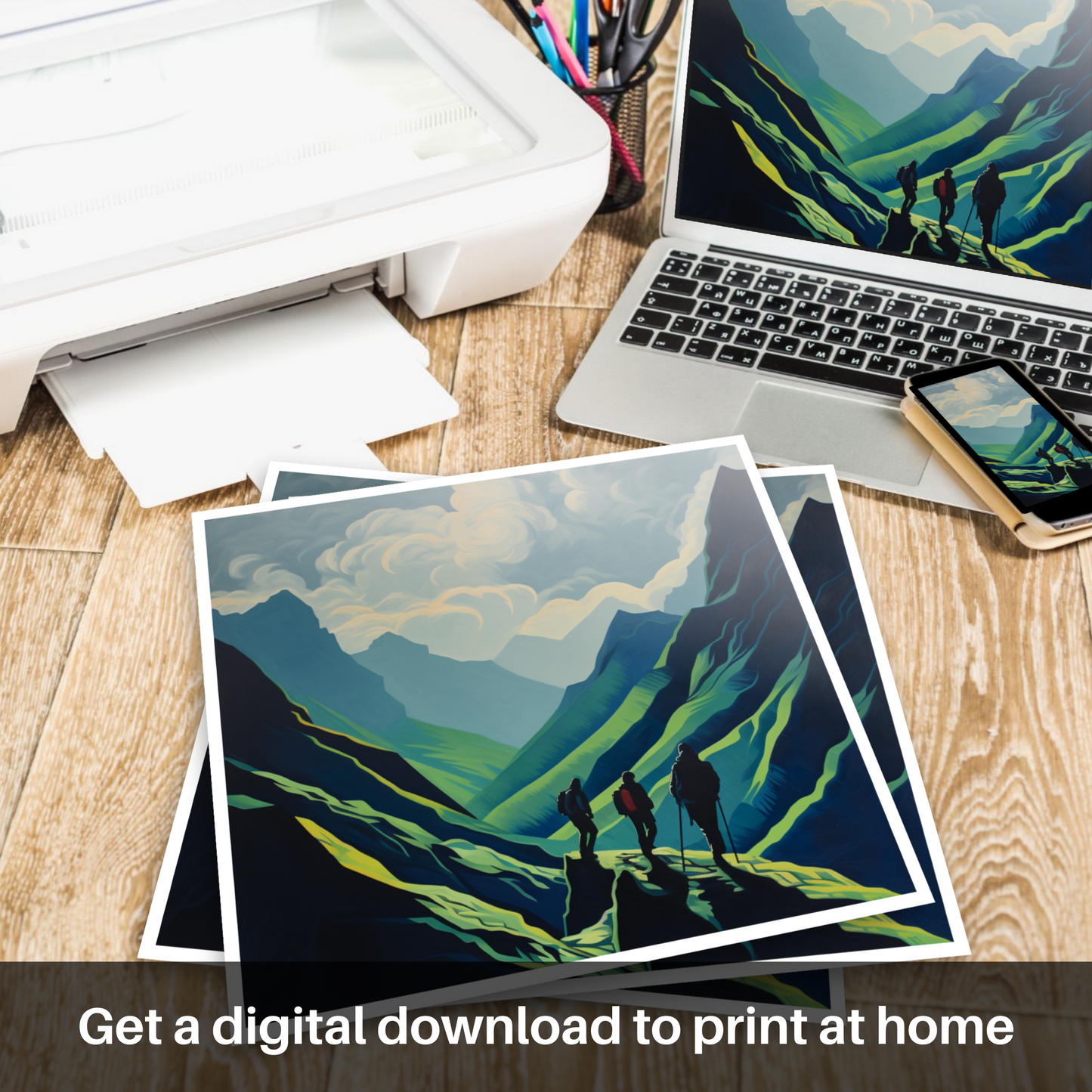 Hikers in Glencoe: A Minimalist Ode to Scotland's Wild Terrain