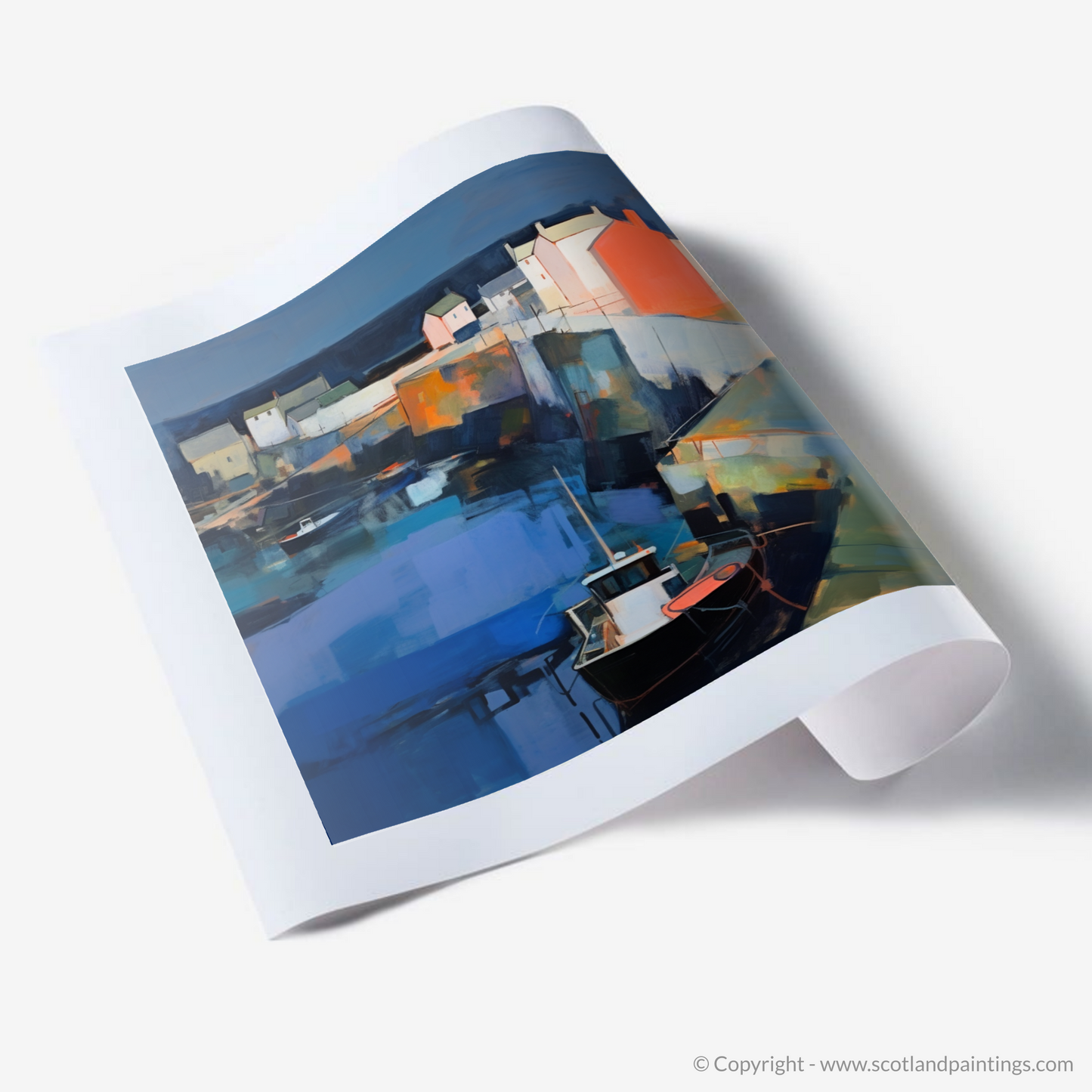 Portsoy Harbour at Dusk - An Abstract Impressionist Ode to Serenity