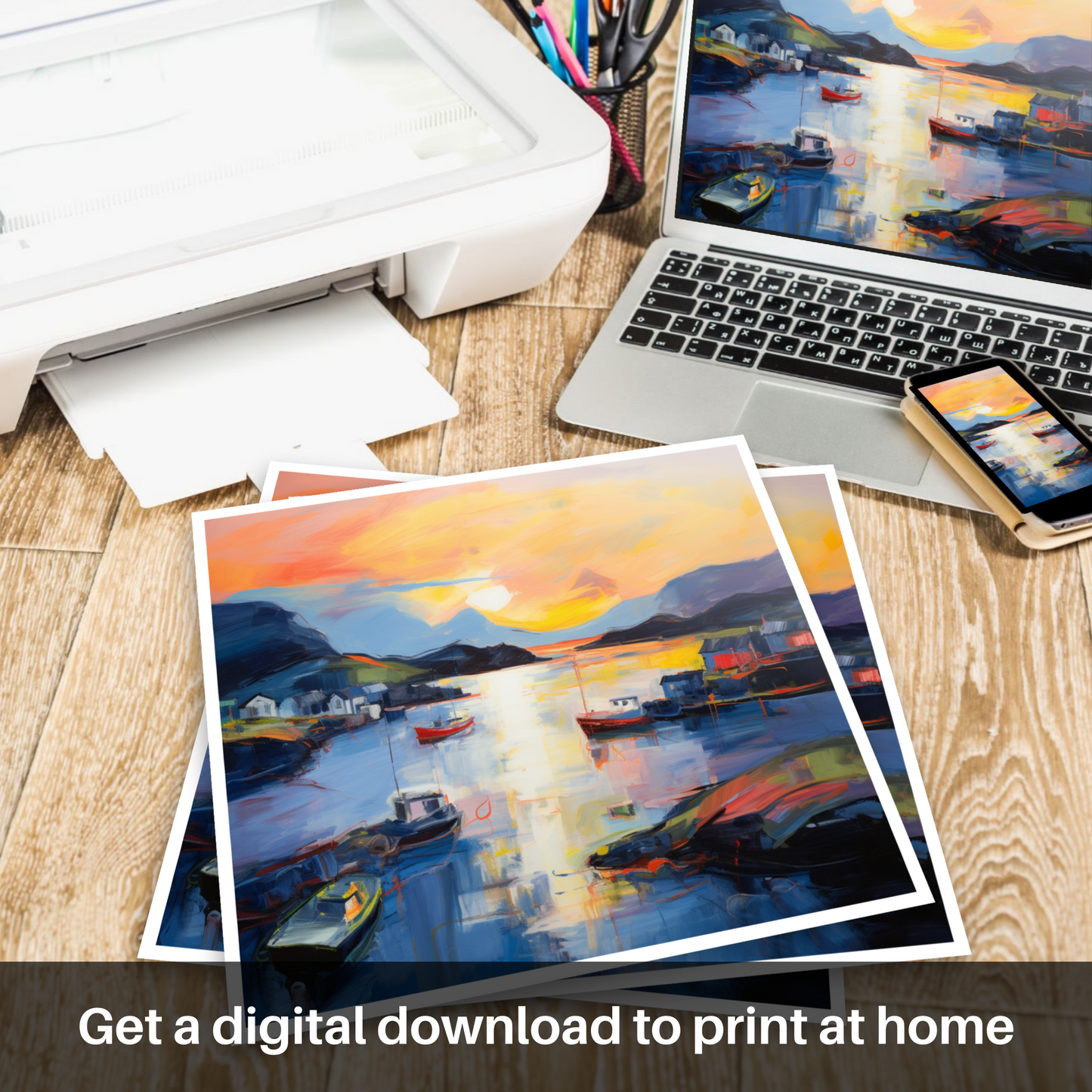 Isleornsay Harbour at Dusk: An Abstract Expressionist Ode to Twilight