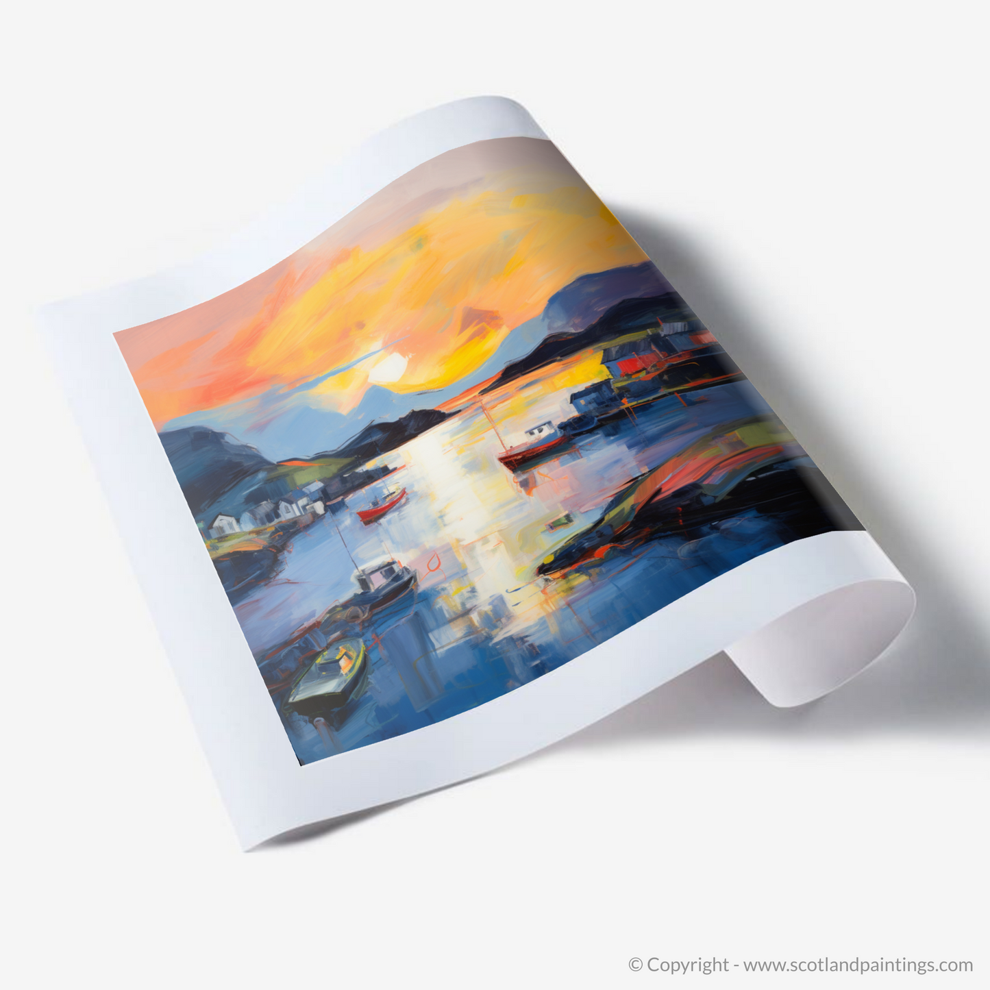 Isleornsay Harbour at Dusk: An Abstract Expressionist Ode to Twilight