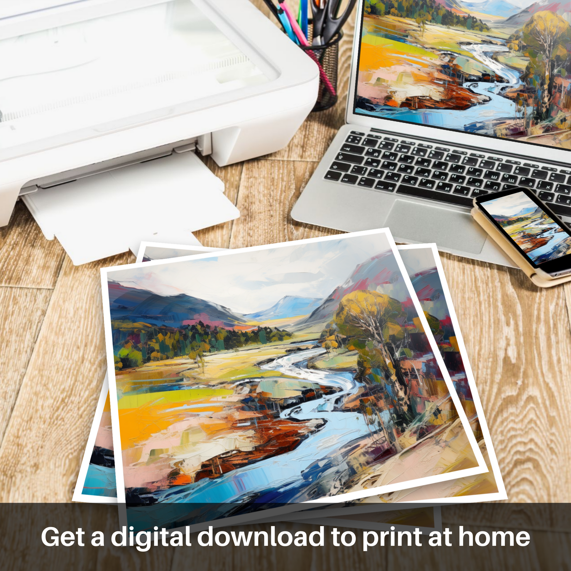 Downloadable and printable picture of Glen Affric, Highlands in summer