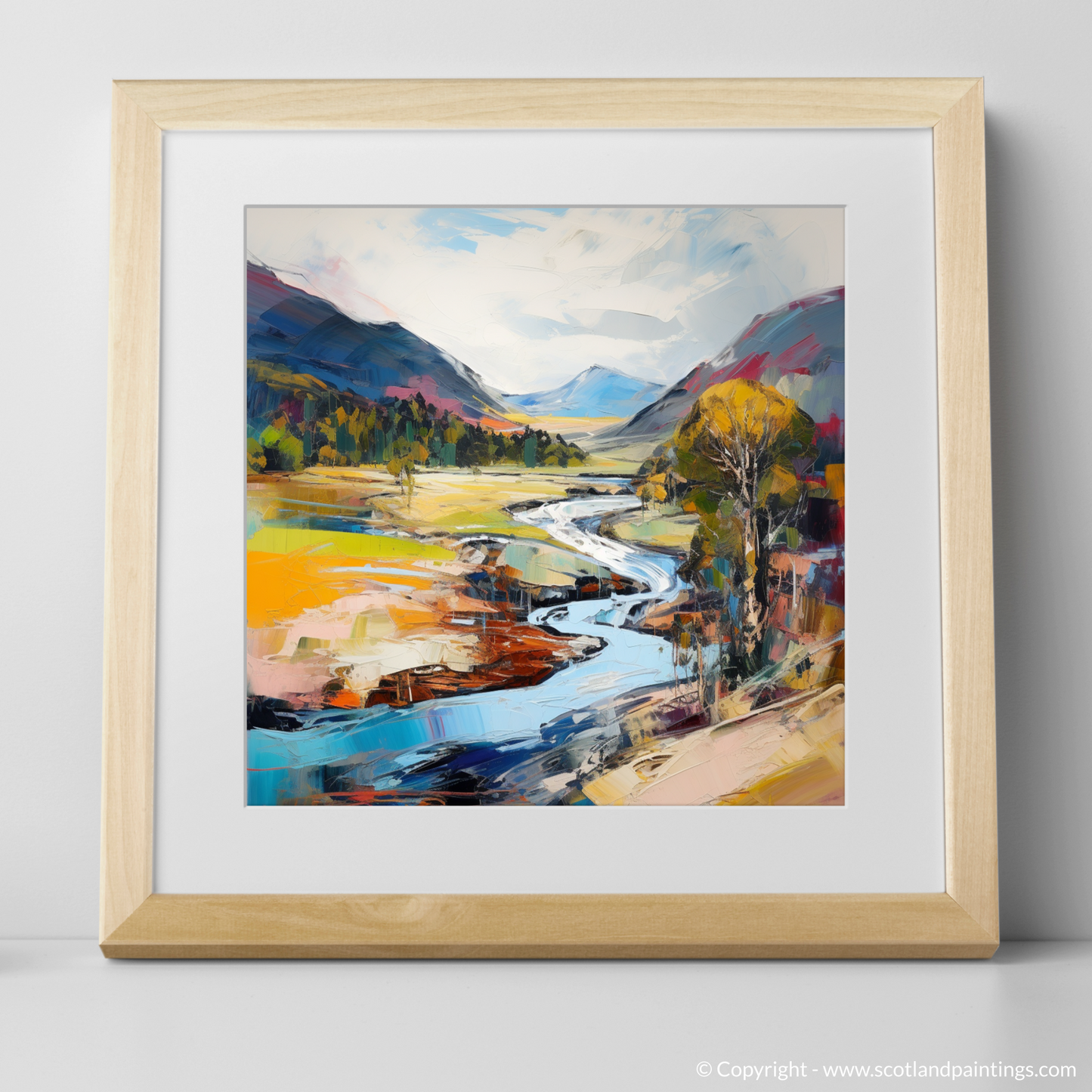 Art Print of Glen Affric, Highlands in summer with a natural frame
