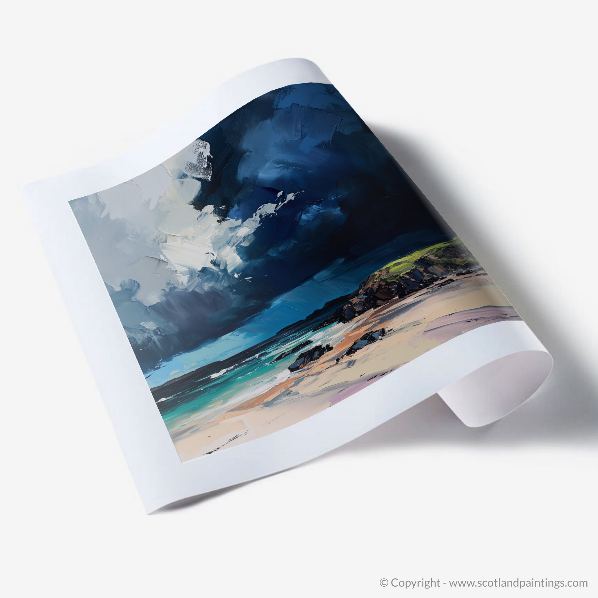 Art Print of Balnakeil Bay with a stormy sky